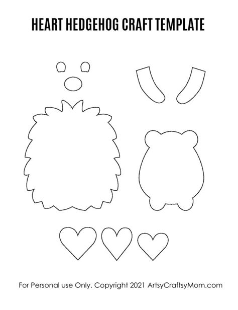Heart Hedgehog Craft Template